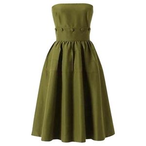 Anthropologie Maeve Green Strapless Dress Size 4